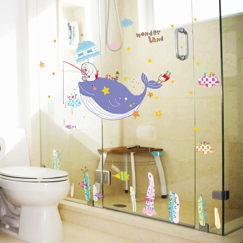 Морской мир Кит наклейки на стену большой медведь декор для рыбалки красивые