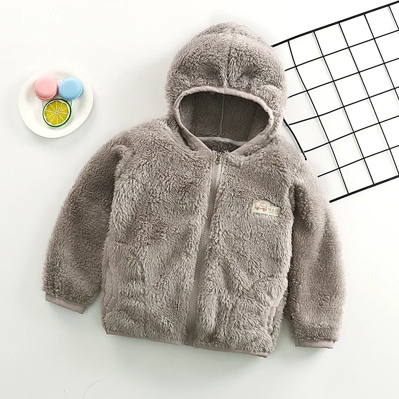 

Baby Gril Boy Comfortable Coral Fleece Coat Toddler Kids Thick Hooded Jacket 2019 Winter Autumn Children's Warm Clothing