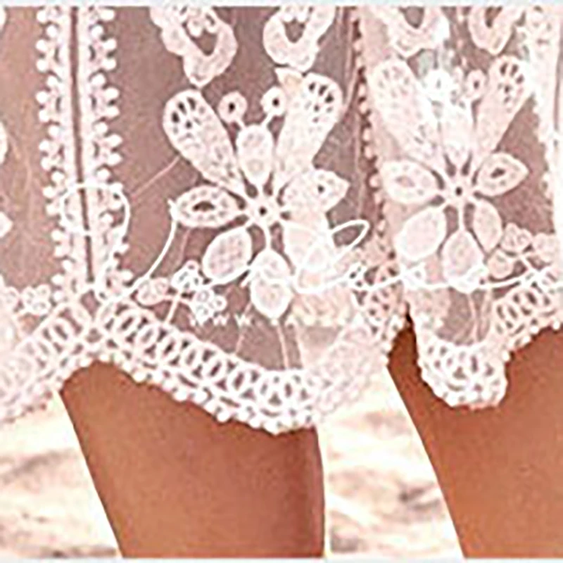 

Miguofan Lace Half Sleeve Mesh Covers Women Beach Summer 2021 White Covers Boho Female Short Loose Female Sundress Vestidos