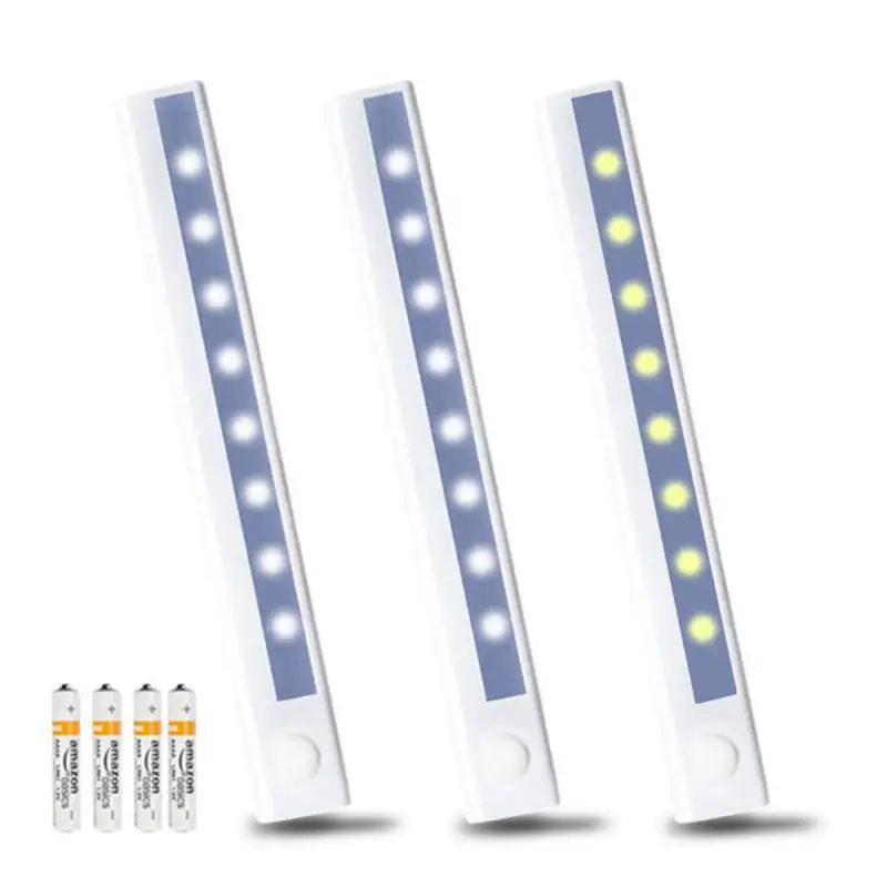 4 шт. * AAA батарея беспроводная светодиодная подсветка под шкаф PIR датчик движения