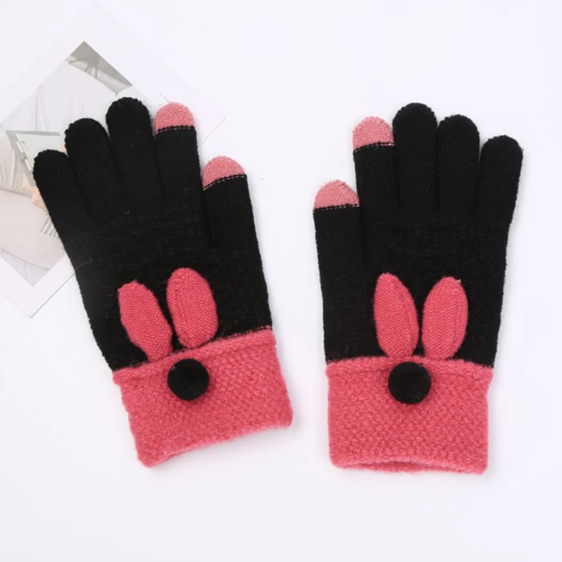 

Winter Knit Gloves Touchscreen Warm Soft Anti-Slip Cartoon Knitted Gloves for Women AC889