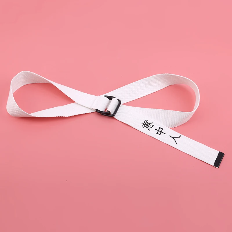

New Unisex Belts Fashion Chinese Letter Printing Design Nylon Belts Ring Button Female Belt For Men Women