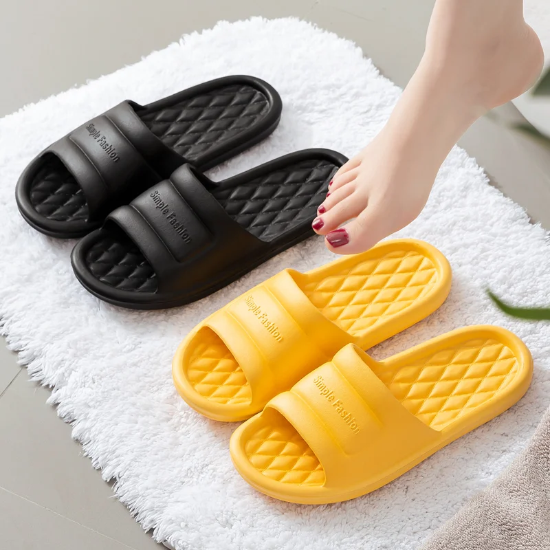 

Men Summer Home Slippers Simple Black Navy Shoes Non-Slip Bathroom Slides Flip Flops Couples Indoor Male Fast delivery