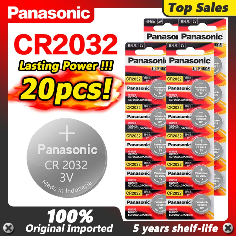 

Литиевая батарейка PANASONIC 3 в CR2032 DL2032 KL2032 5004LC, батарейка-таблетка для основной платы, игрушка с дистанционным управлением, 20 шт.