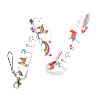 10pcs kawaii cartoon alpaca mobile phone straps lanyards for keys id card usb badge holder hang rope neck strap keychain lanyard