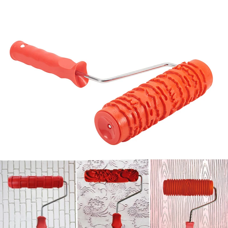 

Красная настенная роликовая кисть, печатные ролики, рельефный мягкий клей, пластиковая ручка, набор Красной настенной краски с несколькими ...