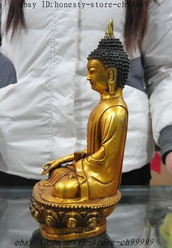 Женская Бронзовая позолоченная статуя Sakyamuni тибетский буддийский храм 12 дюймов |