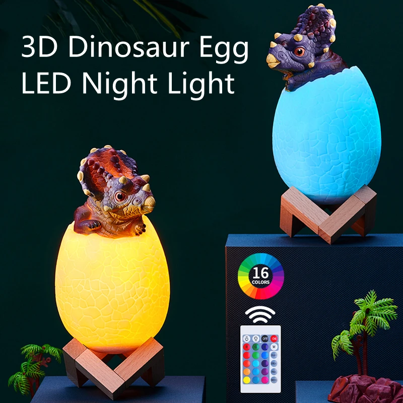 

Креативный 3D ночник в виде Яйца динозавра для детской спальни, прикроватная лампа с USB-зарядкой, цветной сенсорный пульт дистанционного упр...
