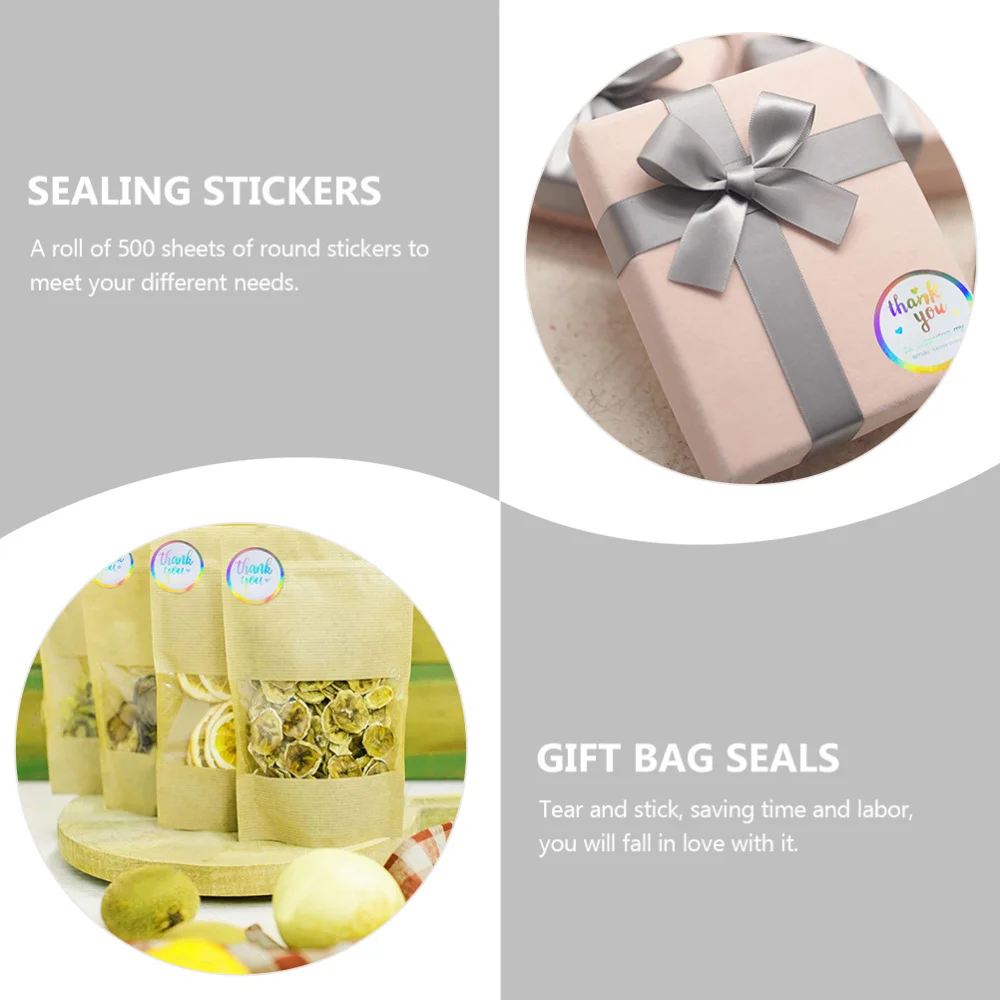 

1 Roll of 500Pcs Thank You Labels Thanksgiving Decals Gift Stickers Sealers