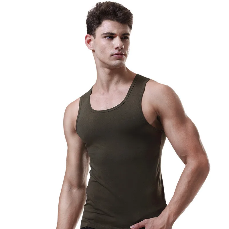 

Men's Cotton Sports Vest Summer Youth Breathable Self-cultivation Fitness Seeveless Bottoming Shirt