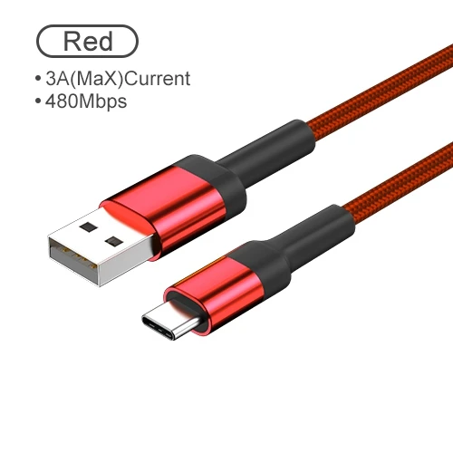 Red OREY 3A type C кабель для быстрой зарядки для huawei P30 Pro USB C кабель для samsung S10+ быстрая зарядка USB-C кабель type C - Цвет: Red