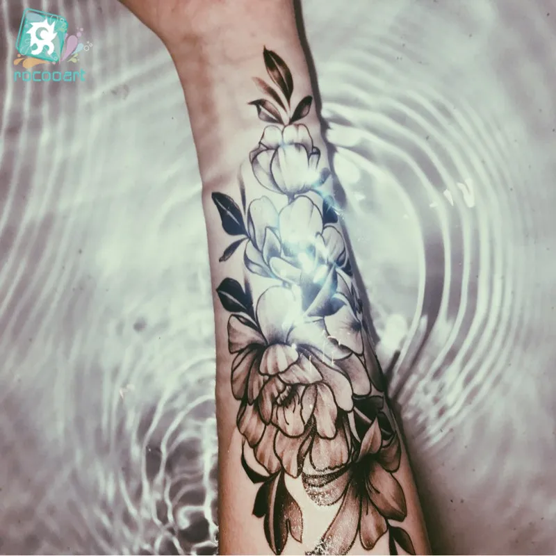 Rocooart Wholesale 10PCS Temporary Tattoo Sticker Robotic Arm and English Letter Design Waterproof Men Body Art Tatoo
