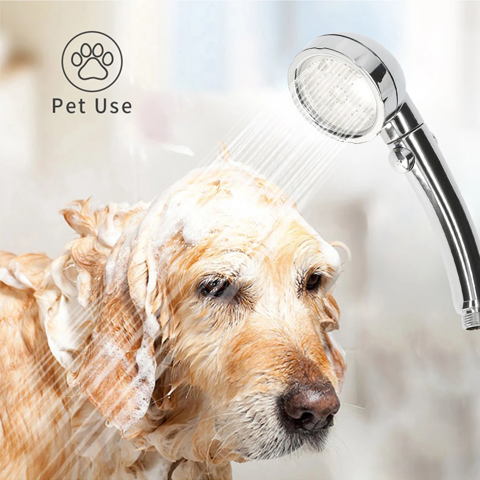 

Shower Head with ON/Off Pause Switch Flash Light Automatic Changing Water Saving High Pressure Handheld Showerhead Replacement