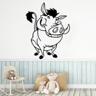 Наклейка на стену Король Лев, наклейка Simba Friend, милое украшение для комнаты малышей, для детской спальни, персонализированный мультяшный декор, съемная свинка