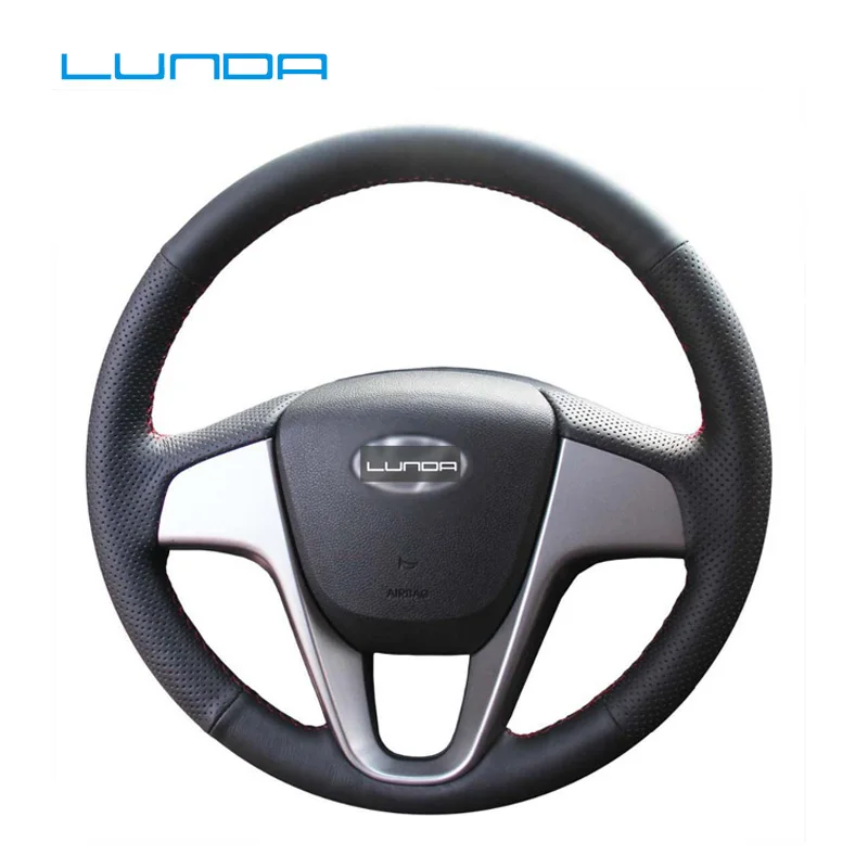 Оригинальная Кожаная ручная строчка LUNDA для Hyundai Solaris Verna i20 2008 2012 Accent|car steering wheel
