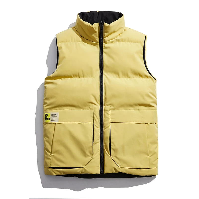 

Qiu dong men vest comfortable down cotton-padded jacket coat pure color warm vest outside the classic fashion wear vest