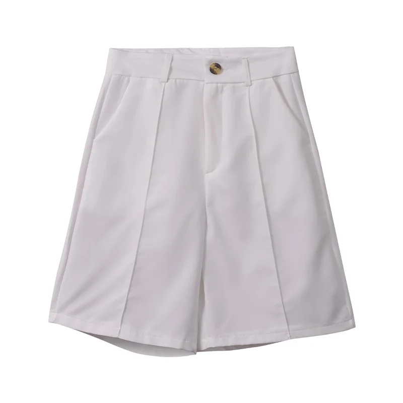 

TVVOVVIN Korean 2021 Spring New Women's High Waist Straight Slim Loose Shorts Solid Color Casual Female Simple Pants QSXX