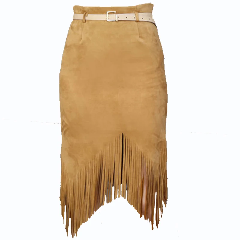 Женская замшевая юбка-трапеция MWSFH облегающая Асимметричный карандаш с высокой