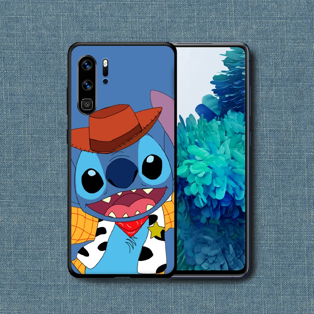 

Cute Cartoon Stitch Phone Case For Huawei P Mate Smart 10 20 30 40 Lite Z 2019 Pro black Waterproof Pretty Bumper Soft Cell 3D