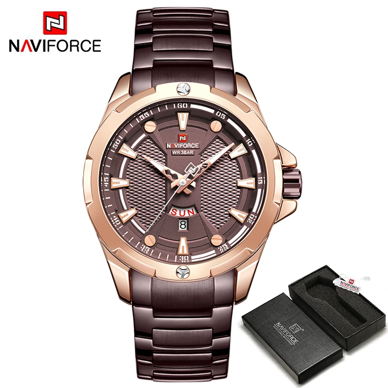 RGCE BOX NAVIFORCE военные модные золотые часы Мужские Роскошные Кварцевые наручные часы Спортивные Повседневные часы водонепроницаемые часы Relogio Masculino - Цвет: RGCE BOX
