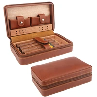 xifei 4 slot leather cigar case travel cedar wood cigar humidor with humidifierdropper portable smoking accessories for cohiba