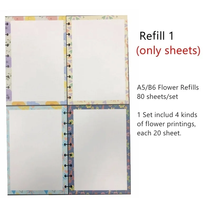 Refill 1 Блокнот "сделай сам" с дырками в виде грибов, 60 листов или 80 сменных листов, размер B6/A5, канцелярские CX19-002-2 для школы - Цвет: Refill 1