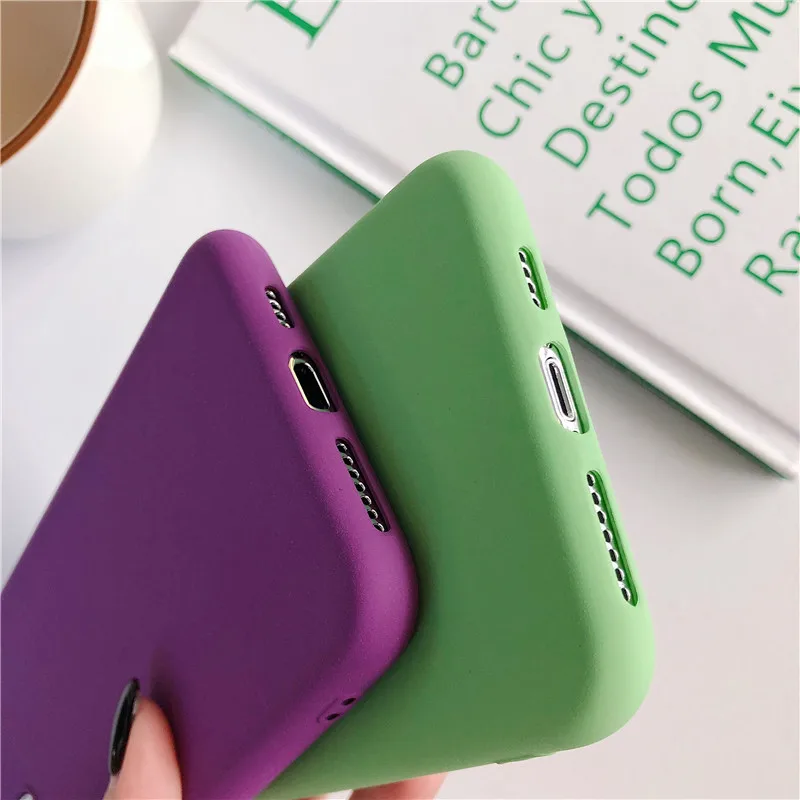 

Phone Case For Xiaomi Redmi Note Mi 7 8 8T 9 K20 K30 10 Pro Solid Color Silicone Scrub Cover Soft Ultra-thin Back Protect Shell