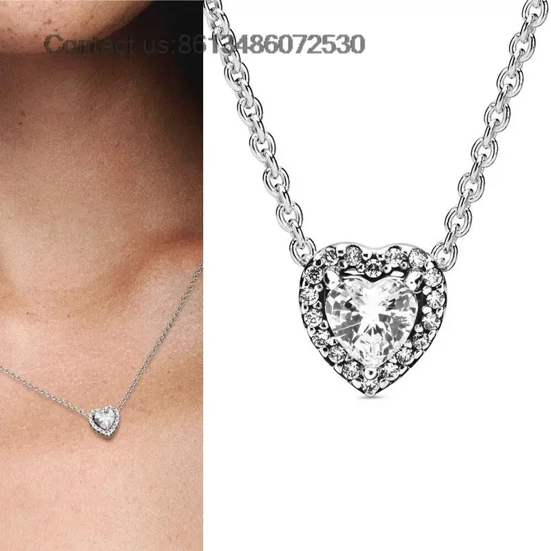 

Цепочка женская из серебра 925 пробы с поднятым сердцем и кристаллами