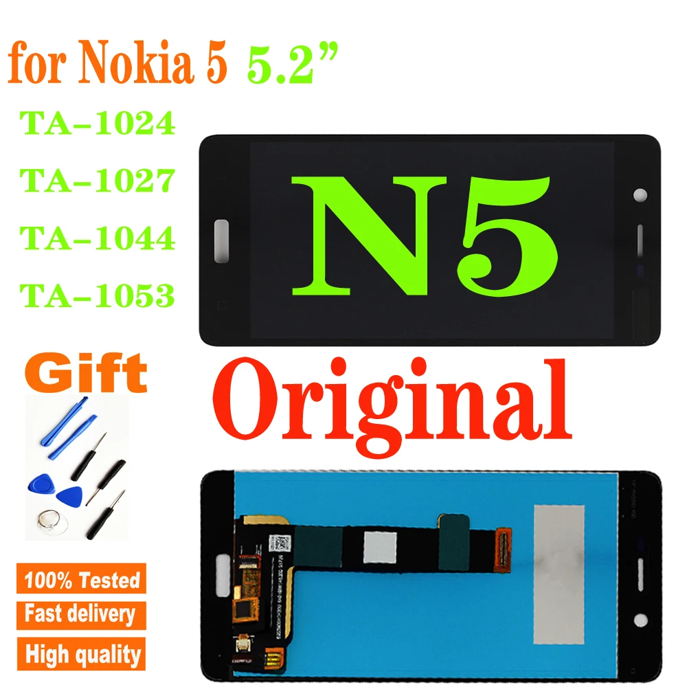 

ЖК-дисплей 5,2 дюйма для Nokia 5 N5 TA-1024 TA-1027 TA-1044 TA-1053, сенсорный экран с дигитайзером в сборе, сменные детали для Nokia5