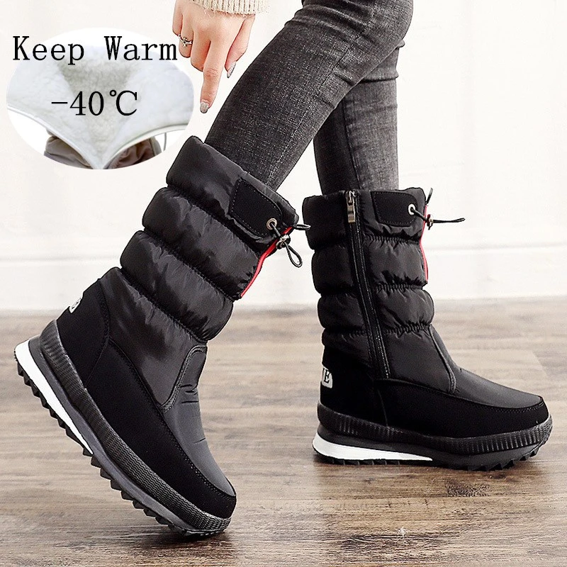 Теплые водонепроницаемые зимние ботинки для женщин и девушек бархатные теплые