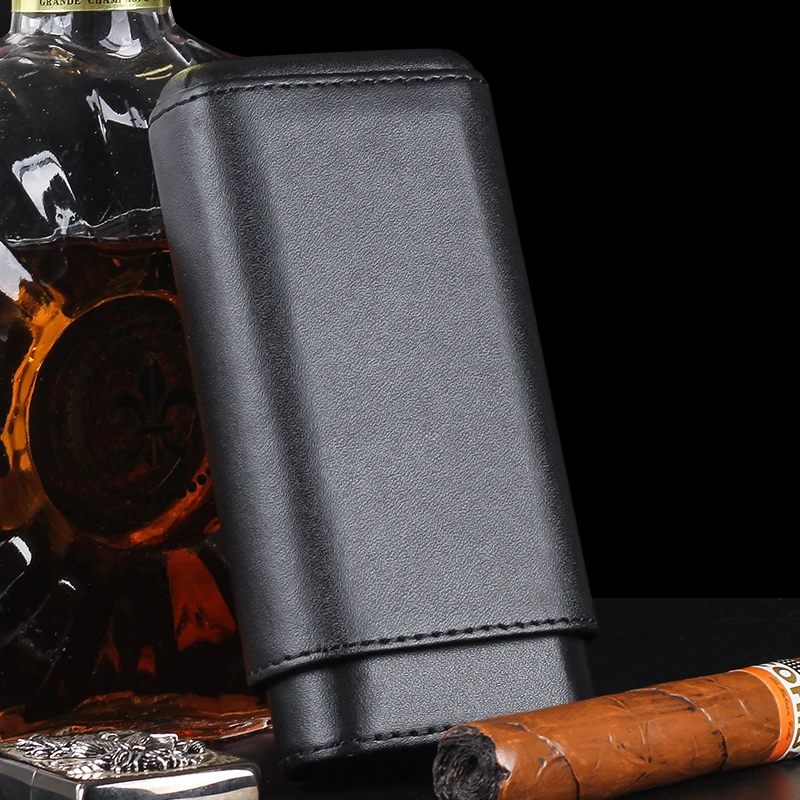 COHIBA чехол черного цвета из искусственной кожи и дерево кедра с подкладкой