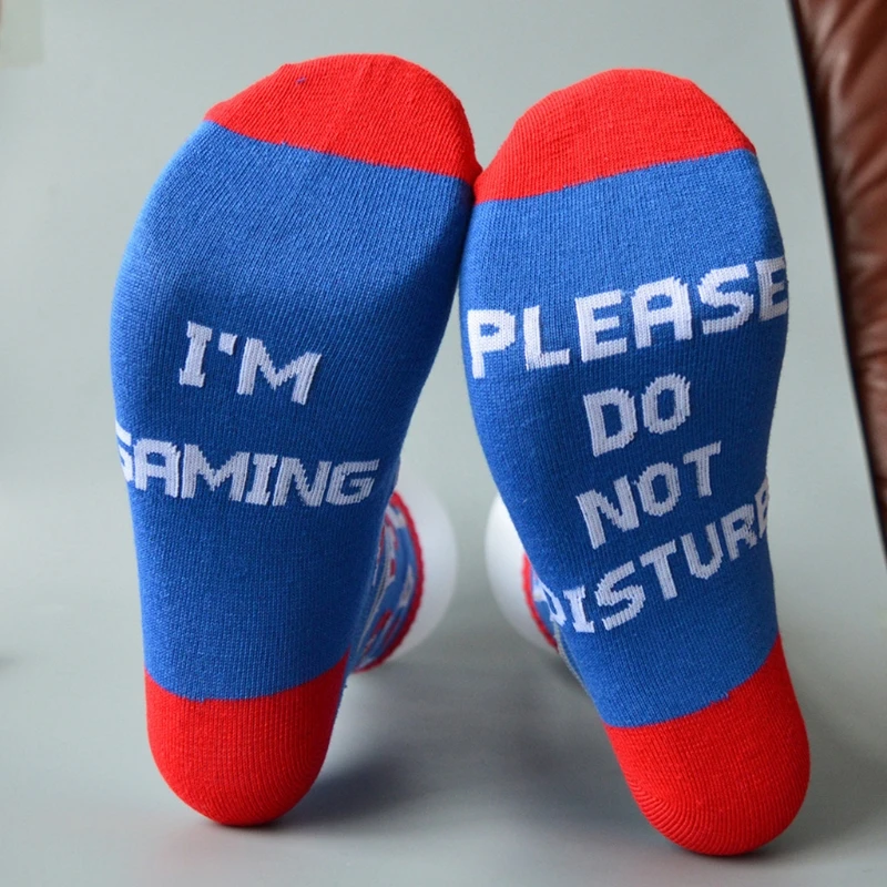 

Unisex Novelty Funny Saying Crew Socks I Am Gaming Please Do Not Disturb Letters Jacquard Gamepad Keyboard Print Hosiery