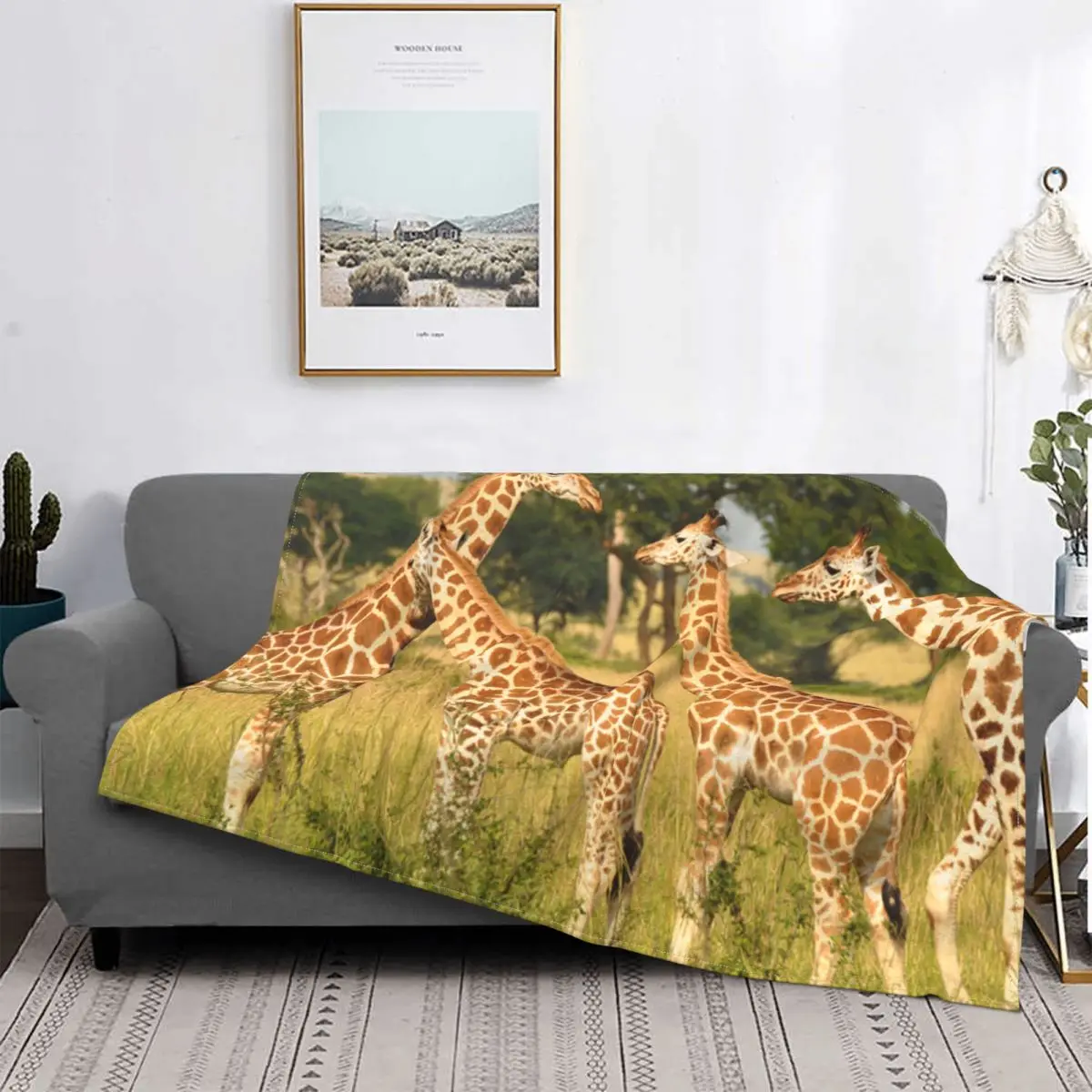 Одеяло с жирафом 1446 покрывало для кровати муслиновое одеяло в клетку пикника