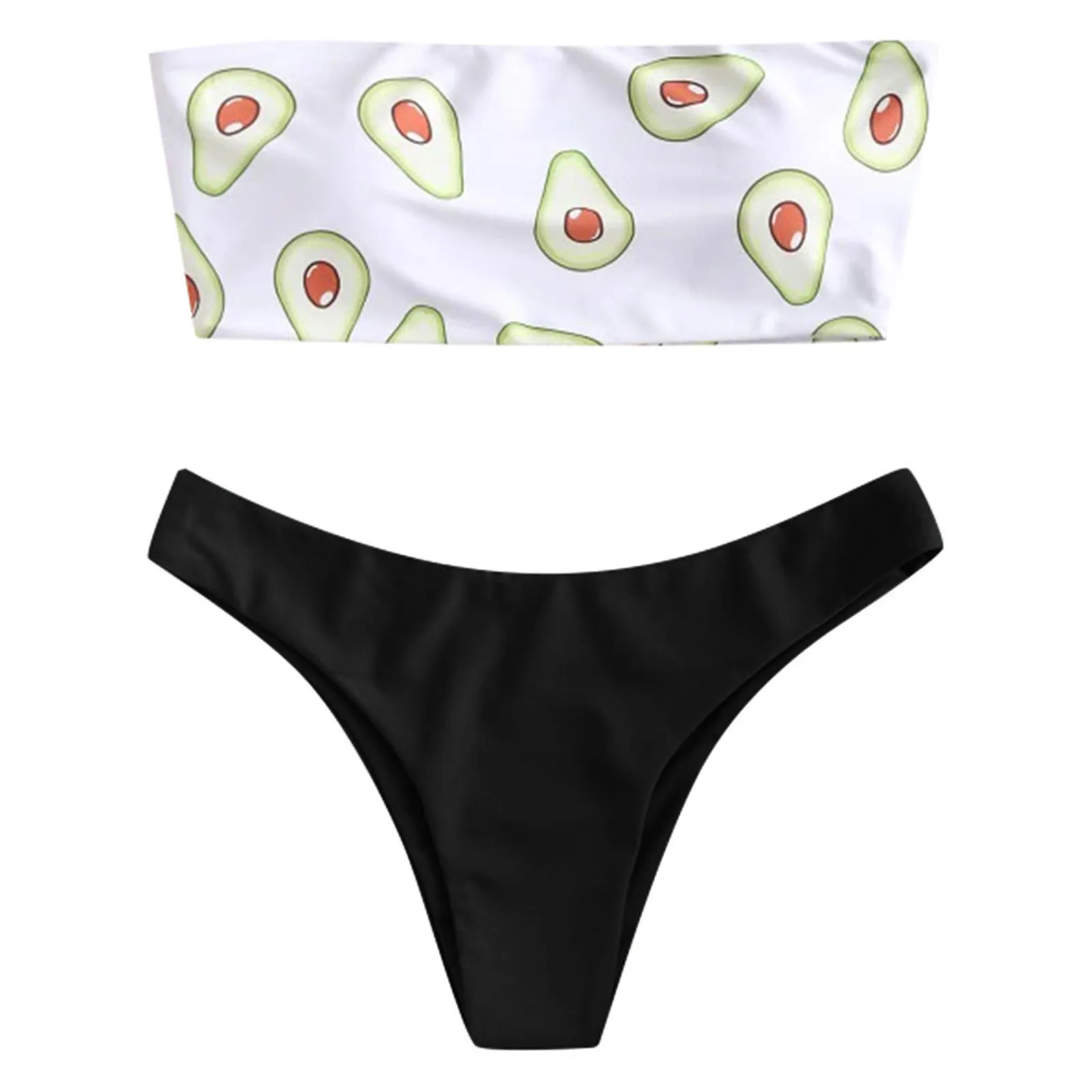 

2021 New Bikini Women Swimwear High Waist Strapless Sexy Bikini Fashion Printed Women Swimsuit Padded Bathing Suit Monokin #13