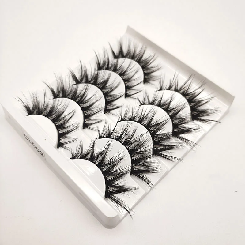 

5 Pairs Of Artificial 3D Mink False Eyelashes Handmade Fluffy Long Lashes Natural Long Eye Makeup Tool Eyelashes