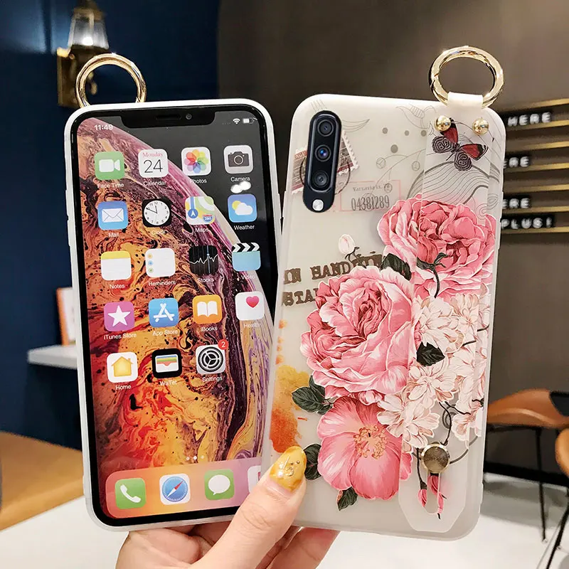 Держатель чехол для телефона samsung Galaxy S8 S9 S10 плюс A30 A40 A50 A60 A70 A10 A20 Note 8 9 10 мягкий ТПУ