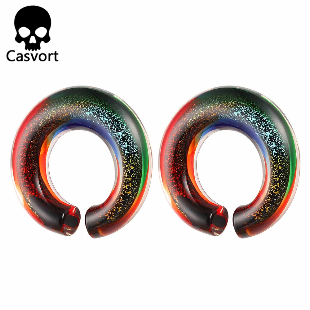 Casvort 2 шт пирсинг, ушные измерительные приборы круглые стеклянные Беруши Тоннели ювелирные изделия с расширителем для тела носилки модные серьги для подарка 2 шт