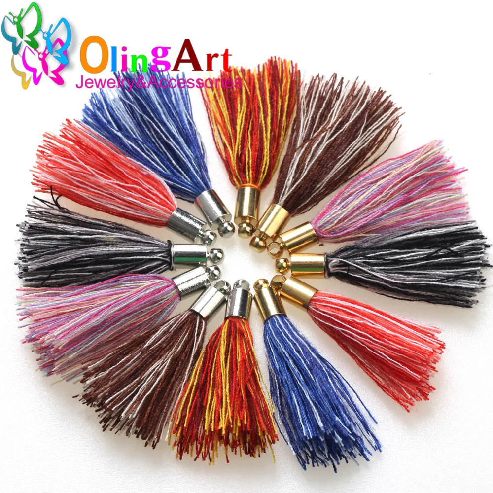 

Free shipping 12pcs/lot 350mm Colored cotton Tassels for Jewelry making DIY Earrings/necklace Pendant Gold/silver hat Olingart