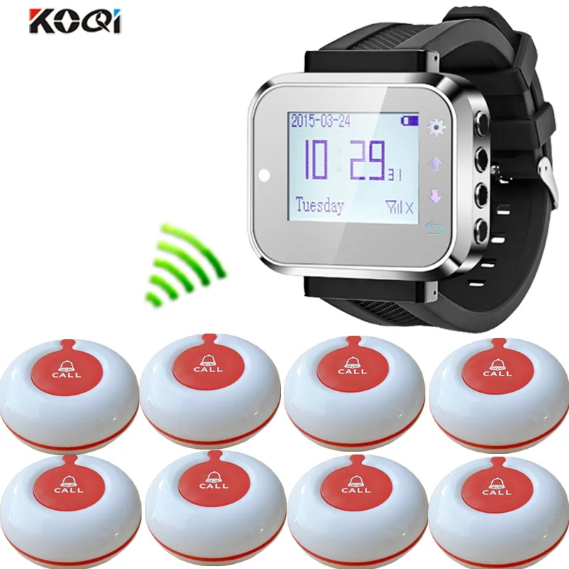 Беспроводная система вызова в супермаркете с 1 часами-приемником и кнопками