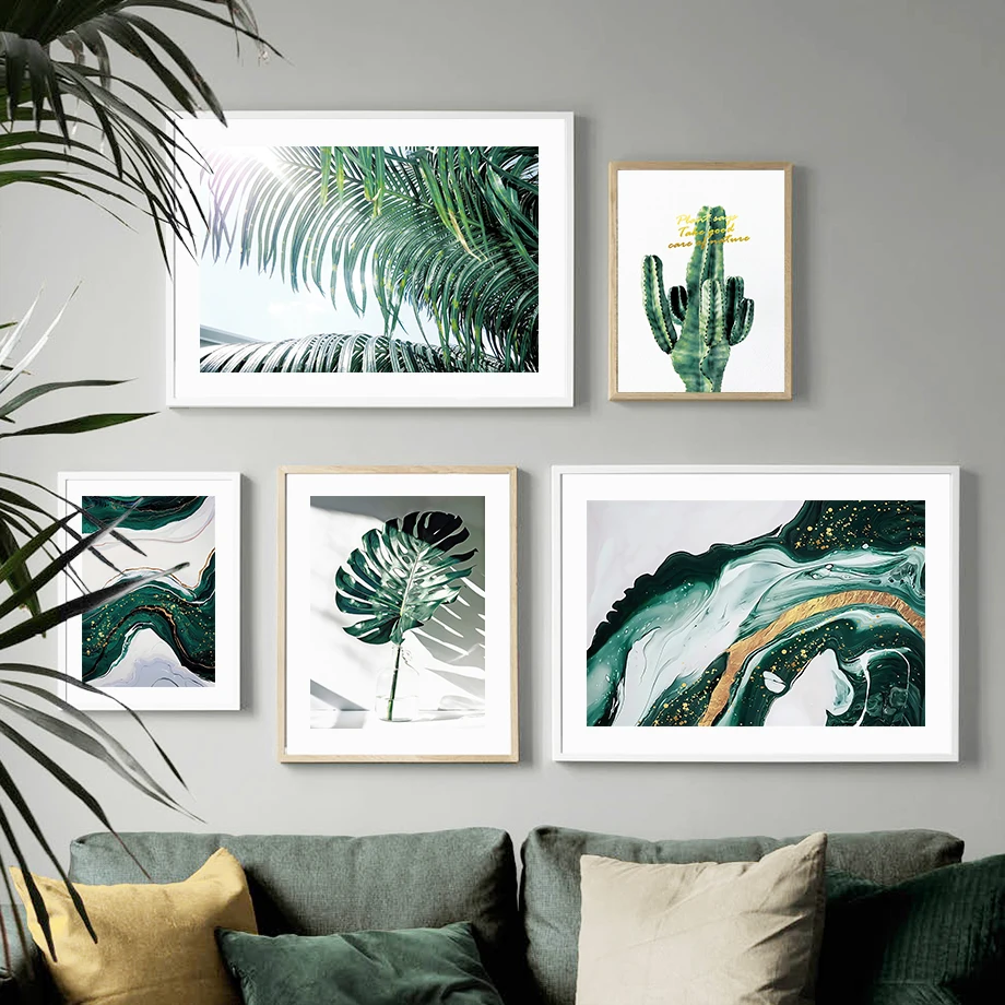 Настенная Картина на холсте с изображением большой пальмы зеленых листьев