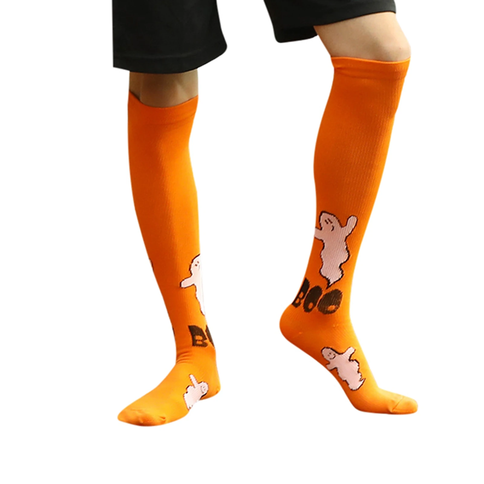 

Unisex Halloween Sports Socks Adults Printed Knee-high Compression Socks for Running Cycling