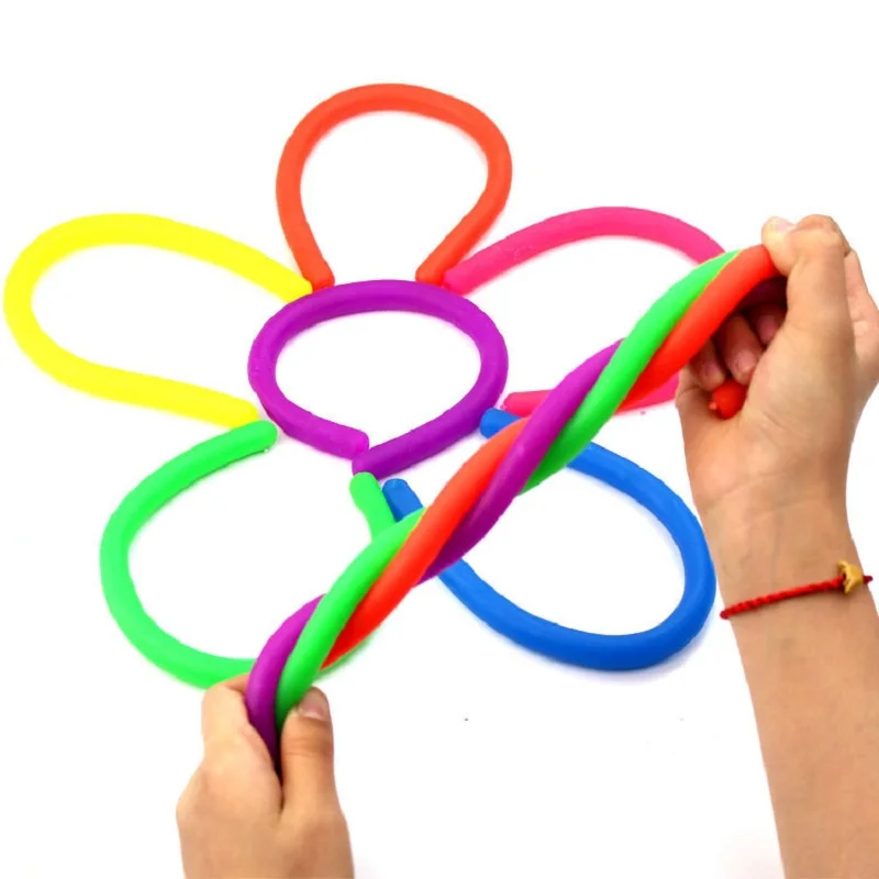 

4Pcs Monkey Noodles Decompression Toy Sensory Fidget Stretchy String Toy For Kids And Adluts With Reduce fidgets Stress Toys