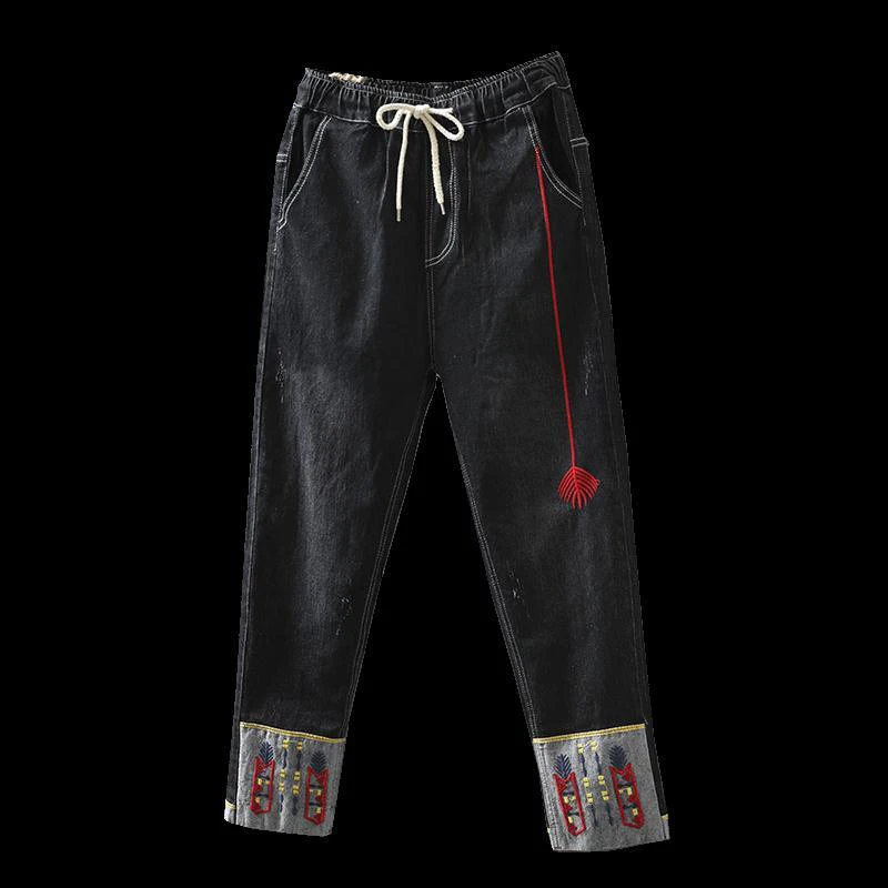 Женские джинсовые шаровары винтажные свободные потертые джинсы в