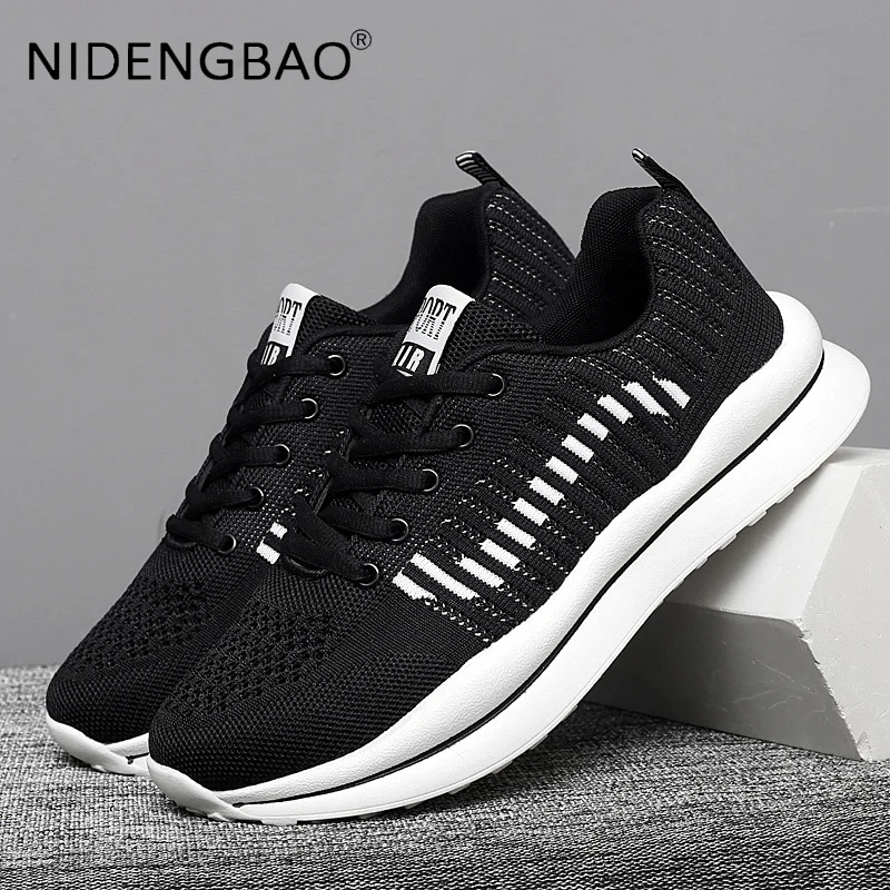 2021 Mens Running Shoes Lightweight Sneakers Fly Weave Breathable Outdoor Walking Casual Sports Shoes Lace Up Tenis Masculino