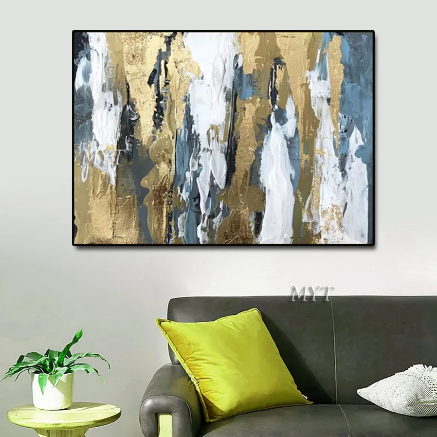 

2020 Раскраска по номерам картина Куадрос ручной работы золотой абстрактный холст на гостиной спальни толстый нож уникальный подарок