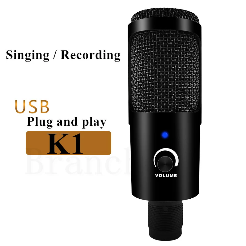 K1 USB микрофон PC конденсаторный вокал Студийный для записи YouTube видео Skype в чате