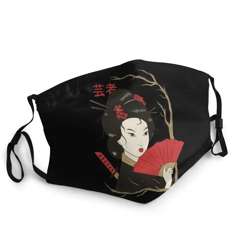 

Anime Geisha Non-Disposable Face Mask Men Women Japan Geiko Mask Anti Haze Dustproof Protection Cover Respirator Mouth Muffle