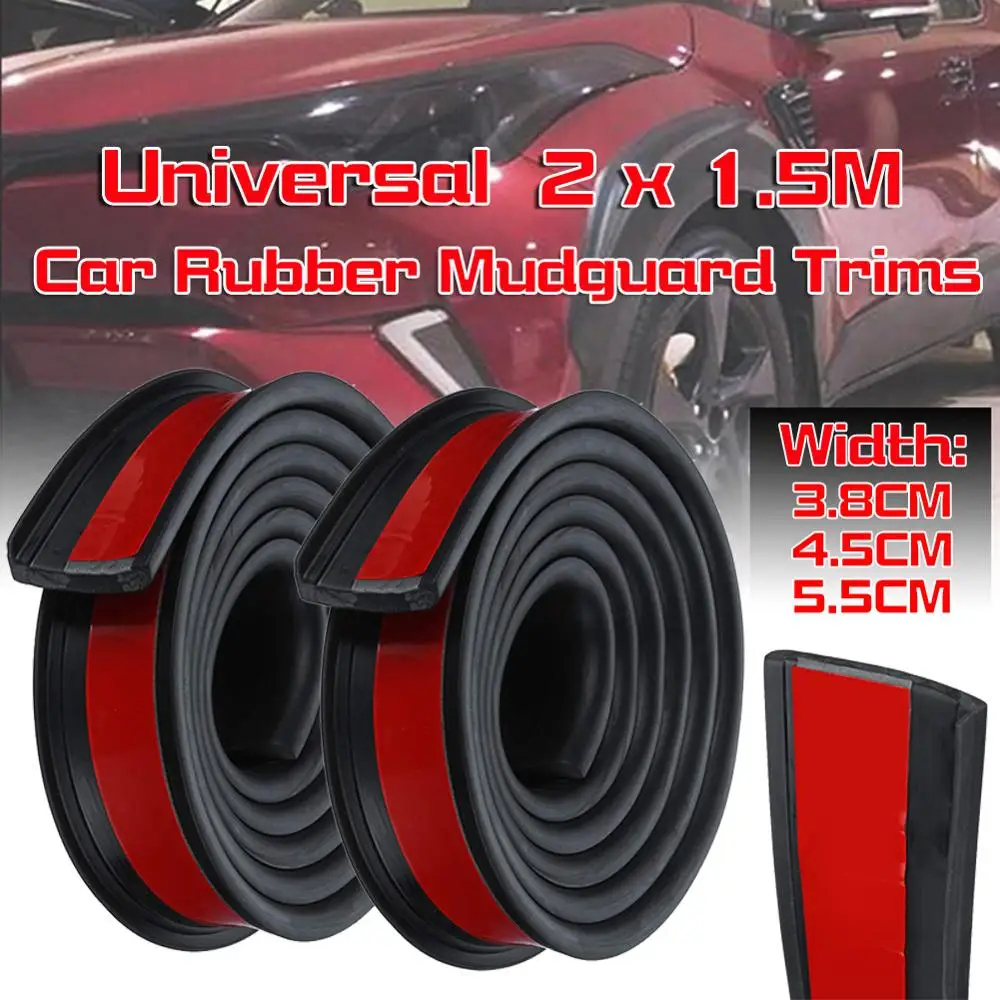 

Universal Rubber Car Wheel Arch Protection Moldings Anti-collision Mudguard Car Wheel Protection Sticker 1.5Mx3.8CM/4.5CM/5.5CM