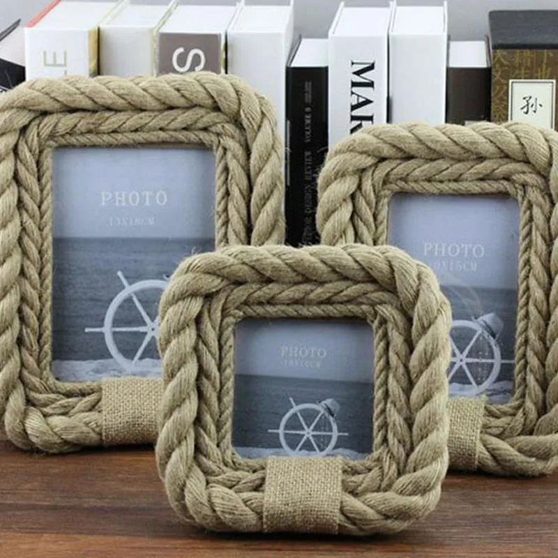 4/6/7 дюйма винтажная натуральная пеньковая веревка фоторамка Американская