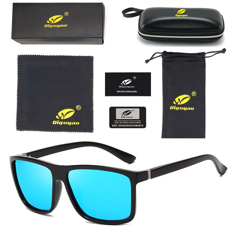Oculos de sol feminino Модные женские солнцезащитные очки в квадратной оправе, винтажные мужские поляризованные очки - Цвет линз: Black---Blue